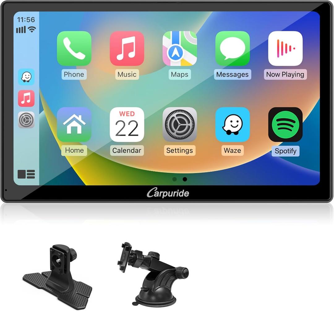 CARPURIDE 9 Inch Car Play Screen for Car, Compatible with Wireless/Wired Apple CarPlay, Android Auto and Mirror Link - Bluetooth Audio, Navigation,Siri, FM, AUX