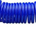 Polyurethane Recoil Air Hose, 1/4" Inner Diameter,10 Feet Blue with Bend Restrictor and Industrial Quick Coupler and Plug