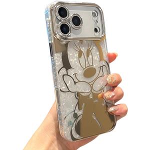 for iPhone 17 Pro Max Case Bling Camera Lens Protection Glitter Bling Cute Pattern Printed Design Soft Bumper Hard Back Shockproof Protective Case for Girls and Women - Sparkly Minnie