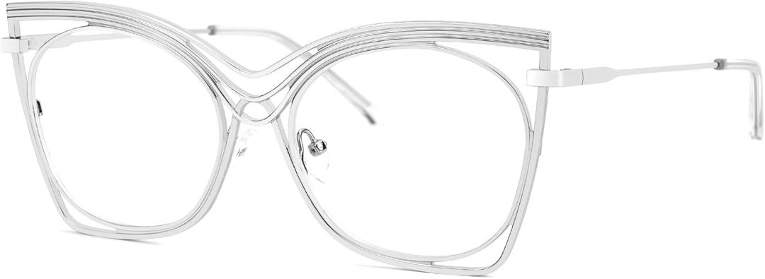 Zeelool Oversized Eyeglasses for Women Square Blue Light Glasses Metal Eyewear Glasses Non Prescription (Silver)