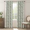 jinchan Blackout Floral Curtains for Bedroom, 84 Inches Long Printed Flower Black Out Cottage Core Curtains, Rod Pocket Back Tab Sage Green Window Treatment Farmhouse Drapes Set 2 Panels (*Jacobean Green on Off White)