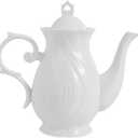 tea pot ceramic, Porcelain teapot with lid, 38.8 Oz for Tea, Milk, Coffee, Flower tea (Pure White)