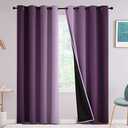 Yakamok Purple 100% Blackout Curtains for Bedroom，Ombre Room Darkening Curtains for Living Room Grommet Window Curtains 84 inches Long,Thermal Insulated Gradient Curtains & Drapes,2 Panels,52x84 inch