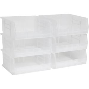 Akro-Mils 30235 AkroBins Plastic Storage Bins, Space-Saving Stackable Bins for Garage, Pantry, Craft Organization, 11" x 11" x 5", Clear, 6-Pack