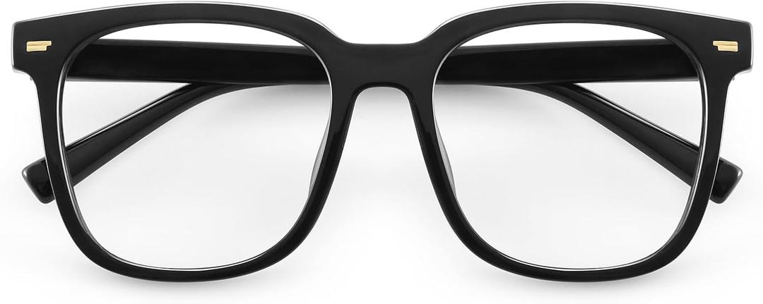 PANNER Oversized Square Blue Light Blocking Glasses for Women Men Anti Glare Reduce Eyestrain Computer Glasses (Black)