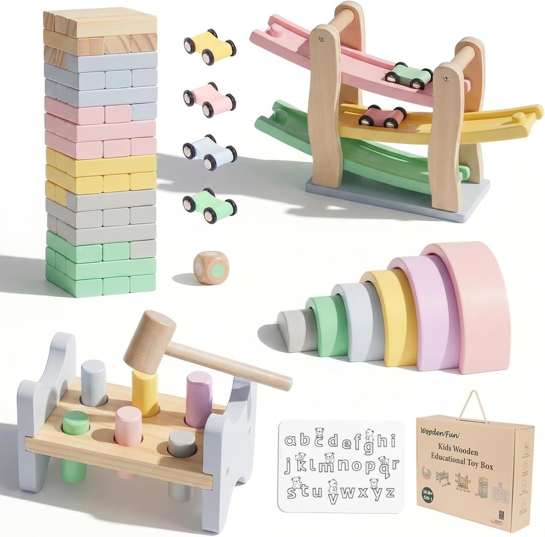 WOODENFUN Wooden Montessori Kids Toys Play Kit, Educational Learning Set, 10 inches x 12 inches x 5 inches