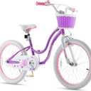 RoyalBaby Girls Bike with Training Wheels and Dual Handbrake, Stargirl Kids Bicycle 20 Inch Toddlers to Big Kids 7-13 Years, Lavender, 20 Inch with Dual Handbrake and Kickstand