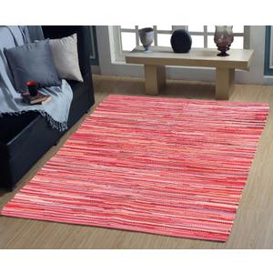 Handmade Cotton Rag Area Rug Recycled Chindi for Home Décor Pink 4'x6'