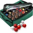 Ornament Storage Box - Zippered Organizer with 48 Individual Compartments and Dividers for Christmas Bulbs and Decorations by Tiny Tim Totes (Green)