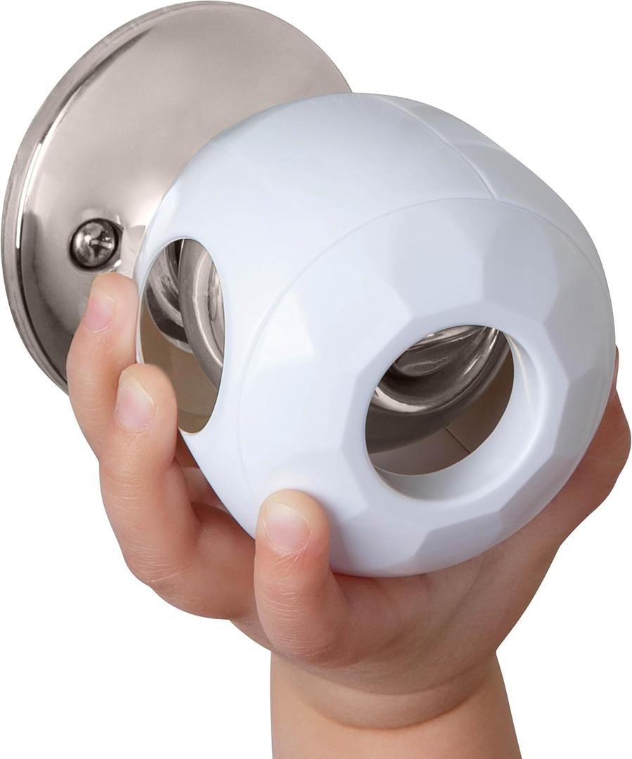 Todays Kids Baby Proofing Door Knob Covers 4 Pack - Easy to Install Child Safety Locks for Doors, Durable & Reusable Child Proof Door Lock, Dual-Lock & Versatile Design, Fits Round Doorknobs, White