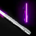 Dueling Lightsaber for Adults,Rechargeable Metal Hilt,4 Modes & Sounds Light Saber,Age 5 6 7 8 9 10 11 12 13 Toys for Kids,Cosplay,Family Days,Brithday Gift (Pinkish-Purple), silver hilt