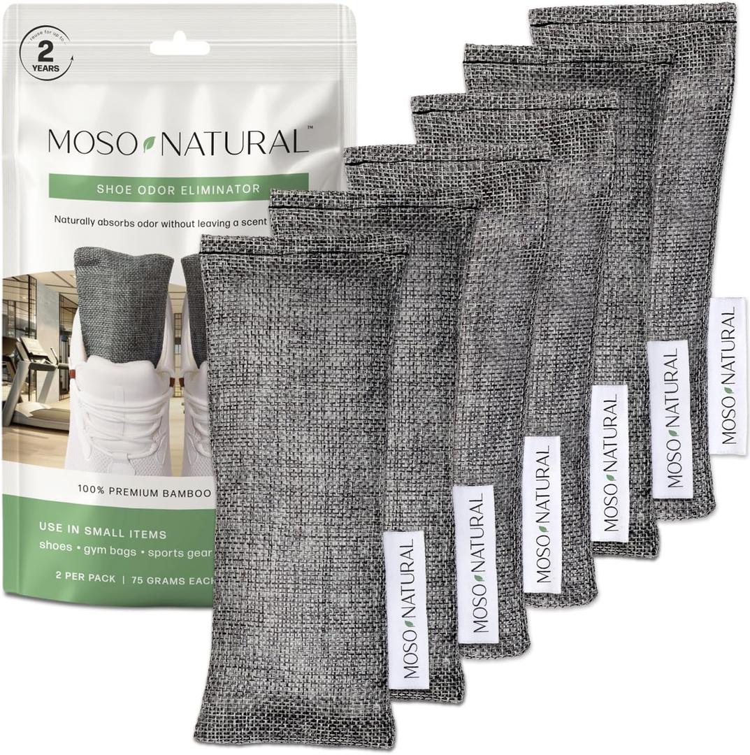 Moso Natural Shoe Deodorizer Inserts (3 Pack) Charcoal Odor Absorber