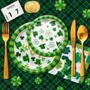 St Patricks Day Party Decorations Set Serve 24, St Patricks Day Party Supplies Kit Includes Green Shamrocks Disposable Dinner Plates, Dessert Plates, Napkins, Cups for Green Irish Party Decorations