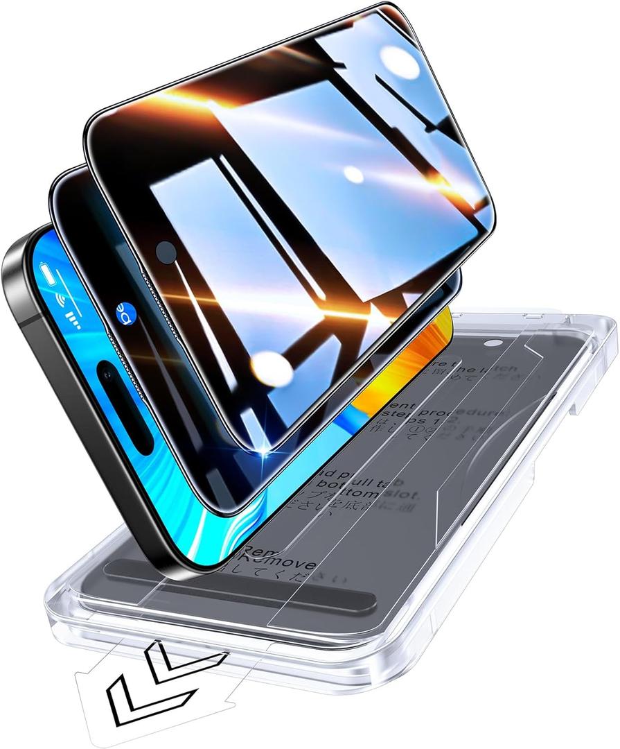 Top 9H+ Tempered Glass for iPhone 17 Pro Max Privacy Screen Protector [100% Anti-Spy & Military-Grade Shatterproof] Longest Durable, Easy Installation, Bubble Free, Full Coverage 2 Pack