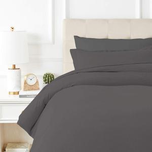 TEXAS LINEN CO. 100% Egyptian Cotton Duvet Cover Queen Size, 600 Thread Count 3 PC Duvet Cover, Extra Long Staple Egyptian Cotton Quilt Cover, Soft, Breathable with Hidden Zipper Closure - Dark Grey