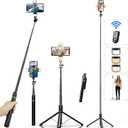 Selfie Stick Phone Tripod with Remote and LED Fill Lights - ASHINER 70 inch Heigh Cell Phone Holder for Travel, Vlogging, Live Streaming Video and Photos,Phone Stand Compatible with iPhone and Android