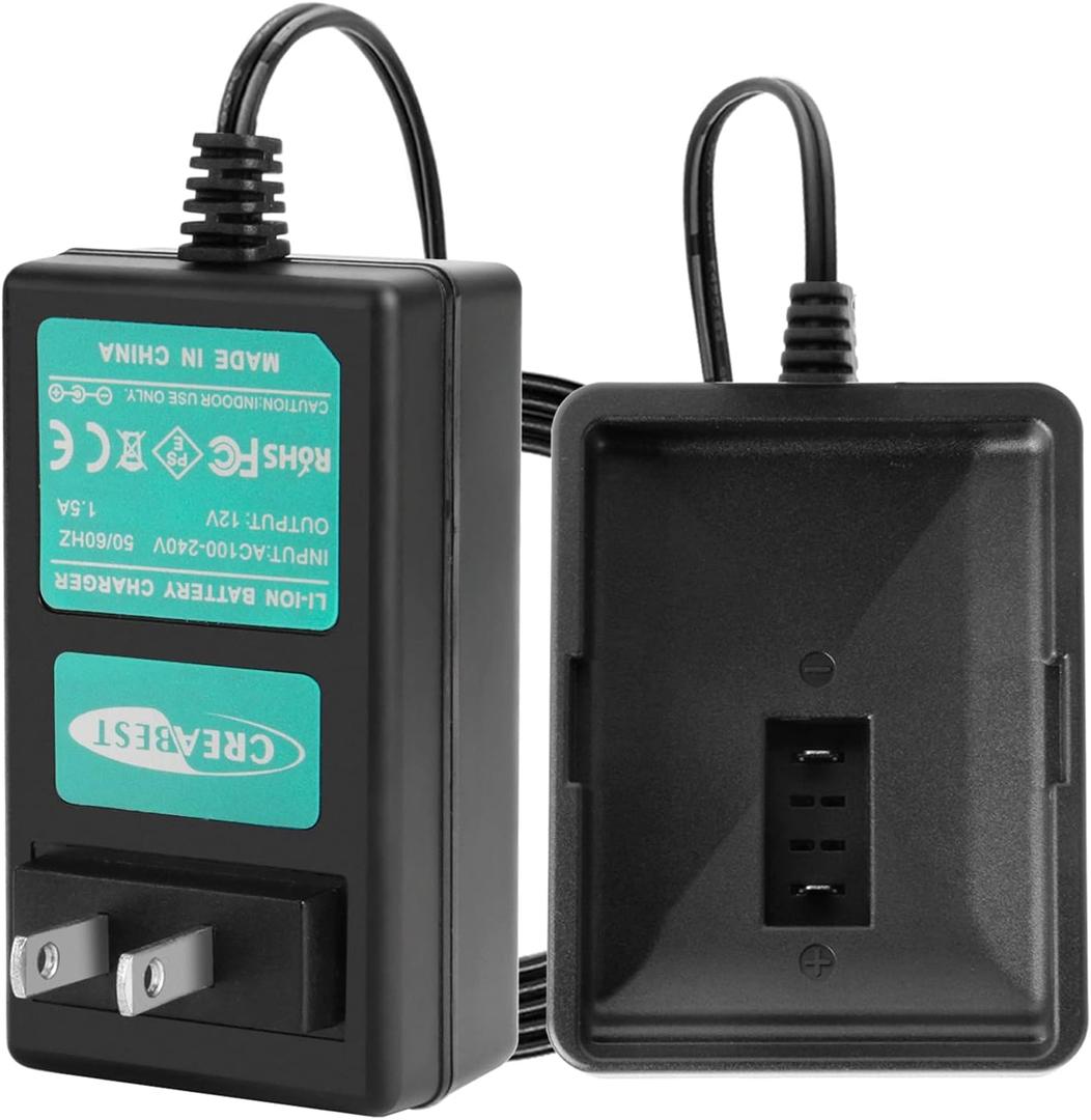 Creabest 12V Li-ion Charger Compatible with Ryobi CB120L CB121L BPL-1220 C123D 130503001 130503005, Portable Charger Suitable for Ryobi 12V Battery(Not for Ni-MH/Ni-Cd Battery)