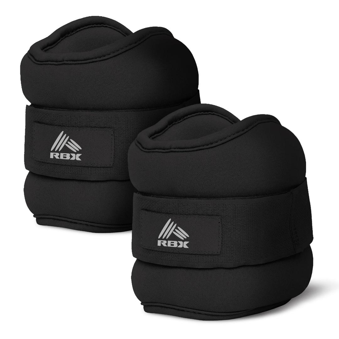 RBX Wrist & Ankle Weights Set, Adjustable Comfort Fit for Training & Toning, 
(Black, 2lb (1lb Each))