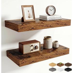 Dreamland 12in Deep Floating Shelves, Wall Shelves for Home Decor & Storage, Rustic Wall Shelves for Living Room, Bathroom, Bedroom, 24x12in Rustic Brown