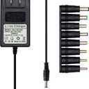 EIKS Universal AC/DC 12.6V 2A Power Adapter Wall Charger for 18650 Battery LED Strip Shaver Groomer Clipper, with 8 Selectable Tips (12.6V-2A)