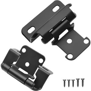 40 Pack 20 Pairs Black Cabinet Wrap Hinges - 1/2 inch Overlay Partial Wrap Kitchen Cabinet Door Hinges for Face Frame Cabinets, Self Closing Door Hinges for Flush Mount Kitchen Cabinet Doors