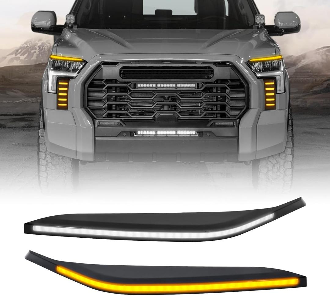 LED Daytime Running Lights For 2022 2023 2024 Toyota Tundra CrewMax SR SR5 Limited Fog Light Headlights DRL Assemblies Replacement black lens (DRL3)