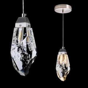 Brushed Nickel Crystal Pendant Light with Prism K9 Crystals, Modern LED Kitchen Island Hanging Light Fixture Adjustable Single Pendant Chandelier for Dining Room, Bedroom, Bathroom, Bar