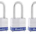 Master Lock Outdoor Padlocks, Lock Set with Keys, Keyed Alike Padlocks with Long Hardened Shackles That Resist Cutting for Gates, Sheds, Fences, 3 Pack, 3TRILF