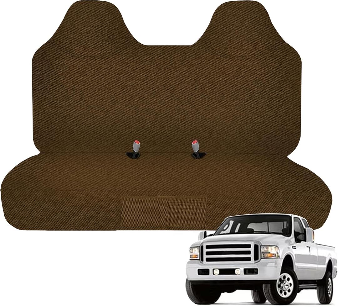 600D Thickened Waterproof Oxford Fabric Front Bench Seat Cover Exact for Ford F250 F350 F450 F550 1999 2000 2001 2002 2003 2004 2005 2006 2007 Super Duty Trucks Full Bench Seat Cover-Brown