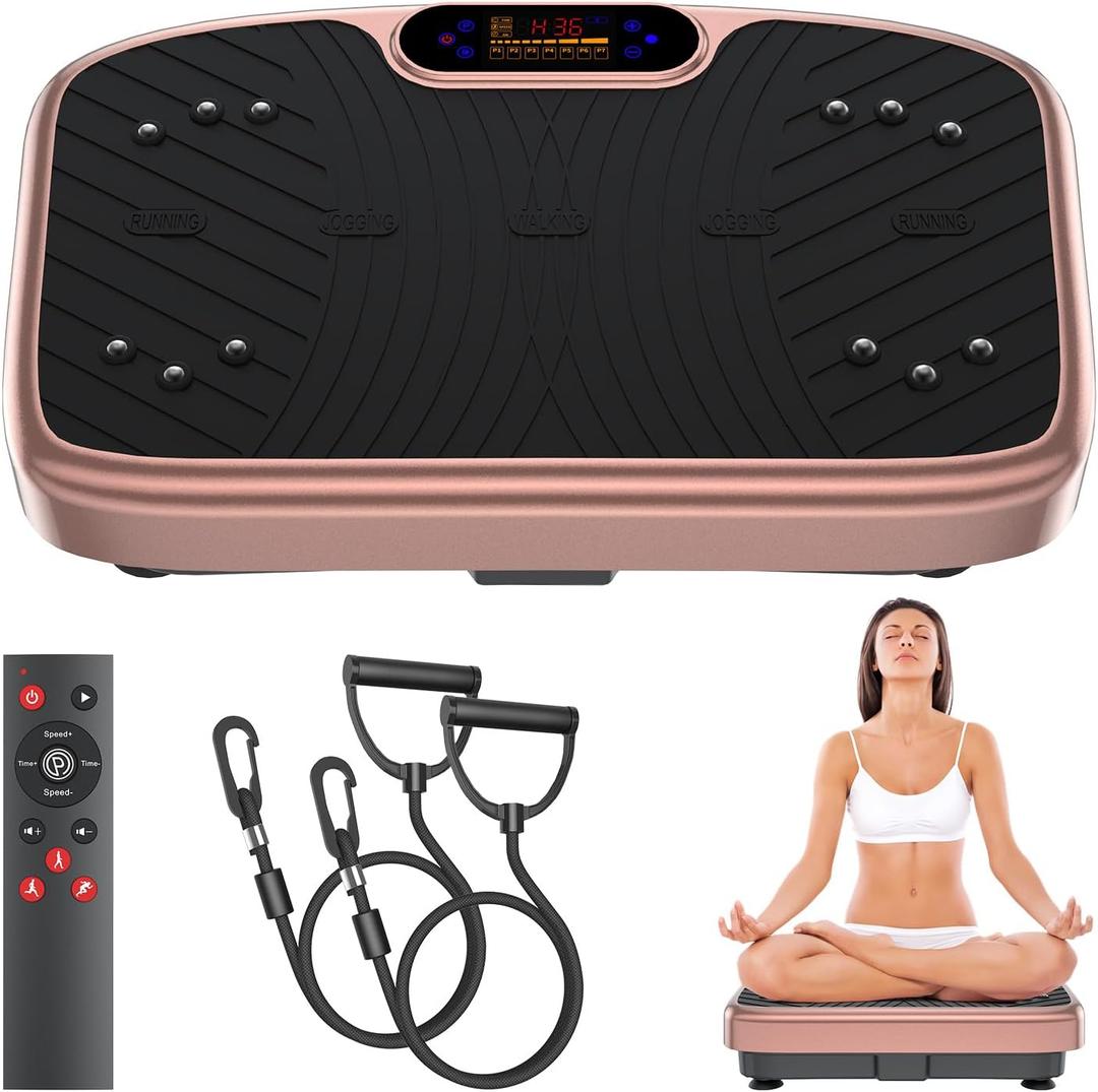 Vibration Plate Exercise Machine, Vibrating Platform for Lymphatic Drainage with 200 Adjustable Speeds, Power Vibration Plate for Weight Loss & Fitness, Supports Max Weight 450 Lbs