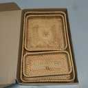 Rattan Serving Tray, Rectangular Woven Tray, Natural Wicker Decorative Serving Baskets for Organizing Tabletop Bathroom Kitchen Counter (Natural)