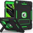 ZoneFoker Case for iPad 9th/8th/7th Generation 2021/2020/2019(10.2 inch), Heavy Duty Military Grade Shockproof Rugged Protective 10.2" Cover with Built-in Stand for iPad 9 8 7 Gen (Black+Green)