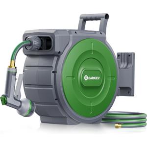 Garden Retractable Hose Reel, 5/8 Inch x 85 ft Wall Mounted Garden Hose Reel with Any Length Lock, Upgraded Slow Return System and 180Swivel Bracket
