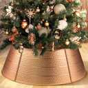Metal Christmas Tree Collar, 28" Metal Tree Skirt Tree Base Cover Decorative Christmas Tree Ring for Christmas Decor (Rose Gold)