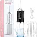 LSLCQW Water Dental Flosser Teeth Pick Portable Cordless Oral Irrigator Rechargeable Travel Irrigation Cleaner 3 Modes 4 Jets IPX7 Waterproof Electric (Black)