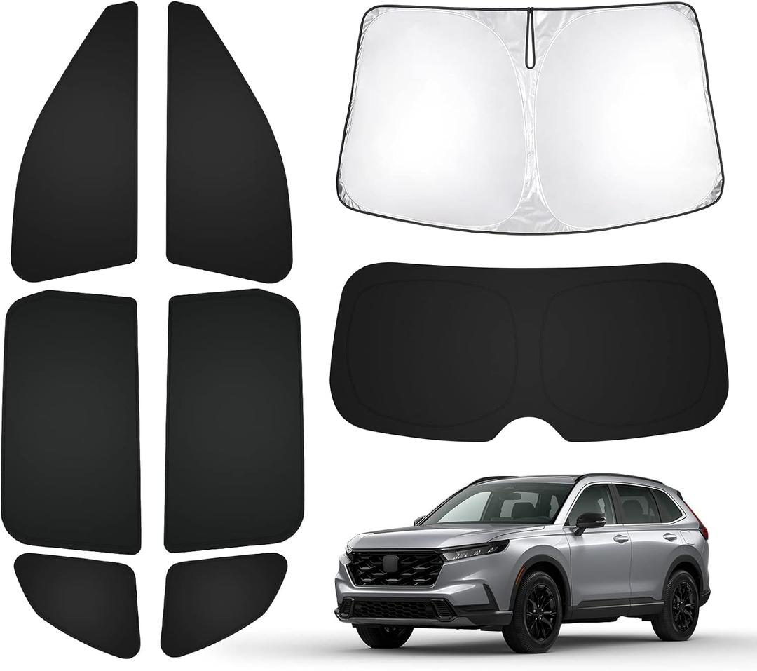 T TGBROS Windshield Sun Shade for Honda CRV 2023-2025 2026 Car Window Shades Thicken UV Block and Blackout Privacy Foldable Sunshades 8PCS Accessories Keep Cool Sun Visor Covers