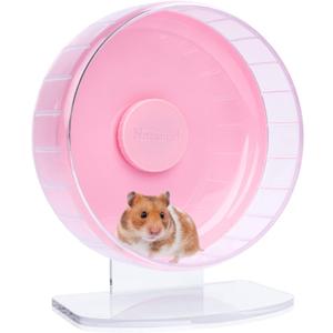 Niteangel Super-Silent Hamster Exercise Wheels: - Quiet Spinner Hamster Running Wheels with Adjustable Stand for Hamsters Gerbils Mice Or Other Small Animals (M, Pink)