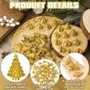 Soulchen 50 Pcs Mini Christmas Tree Figurines Gold Resin Miniature Christmas Statue Micro Tabletop Mantel Shelf Centerpieces Garden Landscape Dollhouse Cake Decoration DIY Craft Charms for Party Gift