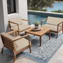 idee-home Outdoor Chair Cushions for Patio Furniture, Outdoor Seat Couch Cushion, Waterproof Hampton Bay Deep Seat Replacement Cushions for Garden Lawn Backyard Deck, 26.5 x 26.5 Beige