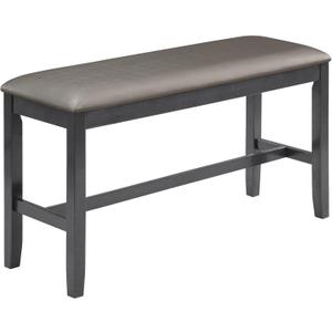 48 Inch Dining Bench, Padded Seat Cushion, Metallic Gray Upholstery, Black