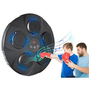 Smart Music Boxing Machine - Wall Mounted Music Punching Pad for Kids, Electronic Focus Agility Training Pad with Boxing Glove, Compact and Resilient - Maquina de Boxeo Musical Pared (Blue Light)