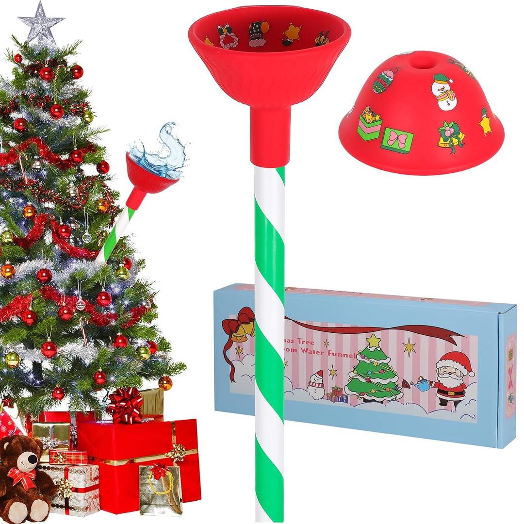 Christmas Tree Watering Funnel - Christmas Tree Watering System with Long Funnel Christmas Decorations (Red)