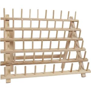 Threadart 60 Spool Cone Wood Thread Rack | Made of Hardwood, Sturdy, Freestanding or Wall Mount | Fits Mini-King Size Cones & Most Spools | For Sewing, Embroidery, Quilting, & Specialty Thread Storage