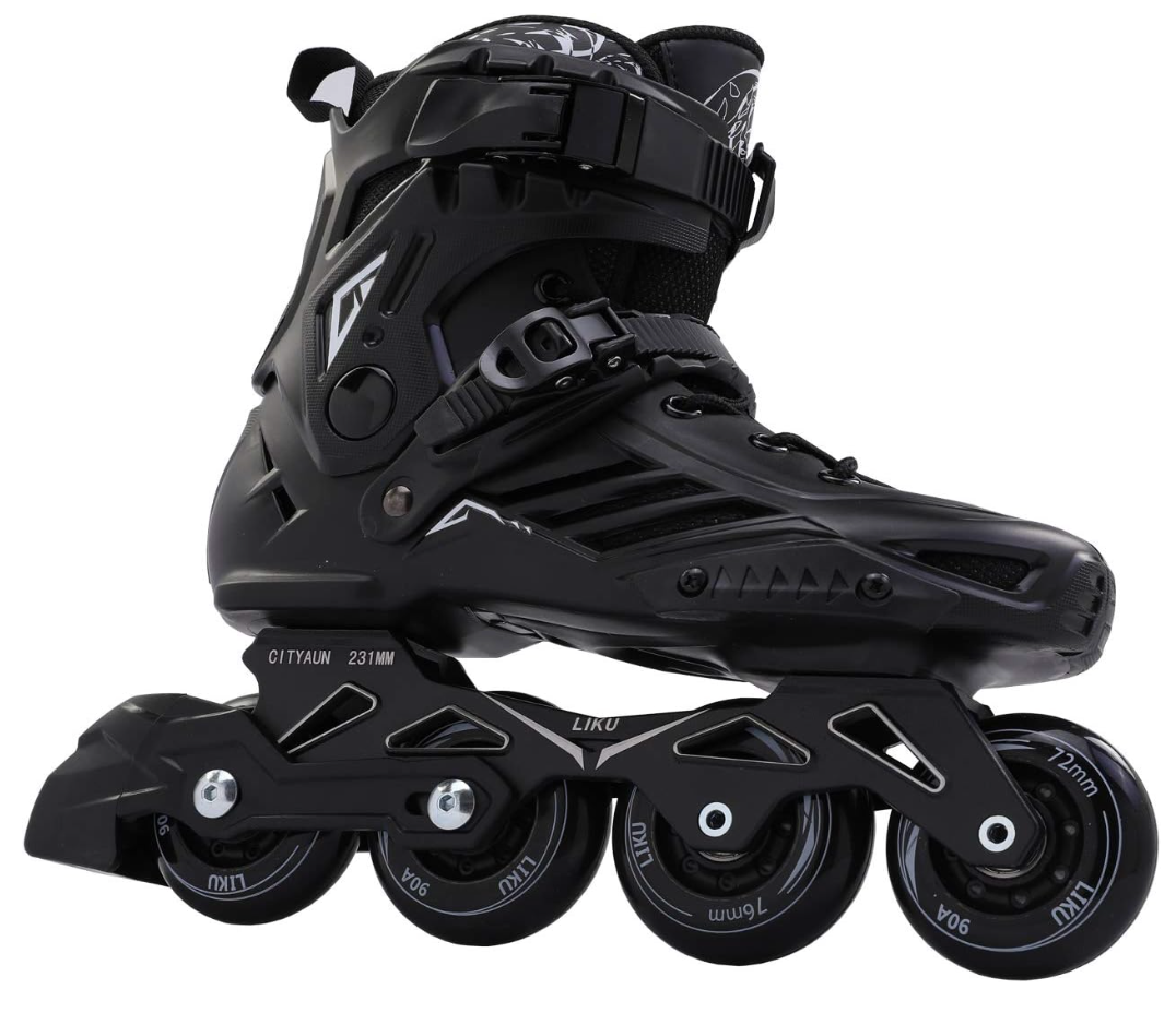 LIKU Fitness Professional Inline Skates Women Men Adult Youth Black (Men 6,Women 7)