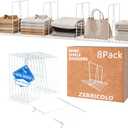 shelf dividers, create 40% more closet space, Set of 8, 12 inch wire shelf dividers, closet organizers and storage, supremely sturdy, closet shelf organizer, Will not break, closet dividers, No Tool, White