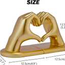 Steviieden Decorative Bookends, Solid Hearthands Sculpture Book Stopper Decor Book Holder for Shelf Home Office Bedroom Living Room (Gold)