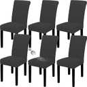 Easy-Going 100% Waterproof Dining Room Chair Cover Set of 6, Stretch Jacquard Parson Chair Slipcover Removable Washable Chair Protector for Home, Restaurant, Banquet (XLarge, Light Gray)