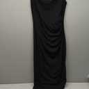 BTFBM Women's Ruched Bodycon Dress Summer Casual Sleeveless Back Slit Elegant Club Evening Party Cocktail Maxi Dresses (Large, Black)