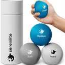 Serenilite Hand Therapy Exercise Stress Ball Bundle - Tri-Density Stress Balls for Adults & Grip Strengthening (Cloud, Sea Breeze, Titanium Set)