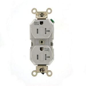 Leviton, 20-Amp 125-Volt NEMA 5-20R, 2P, 3W, Duplex Receptacle, TWR20-GY, Gray